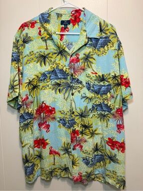 George Tropical Hawaiian Camp Collar Button down Mens Shirt in XL